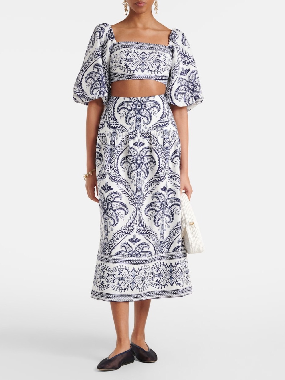 Women’s FARM RIO linen tropical cameo printed top & midi skirt- Size XS/S